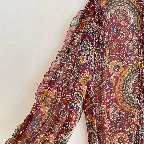 JOHNNY WAS JADE Size 2X Epsilon Paisley Peasant Top Sheer Georgette Fabric - Picture 3 of 7